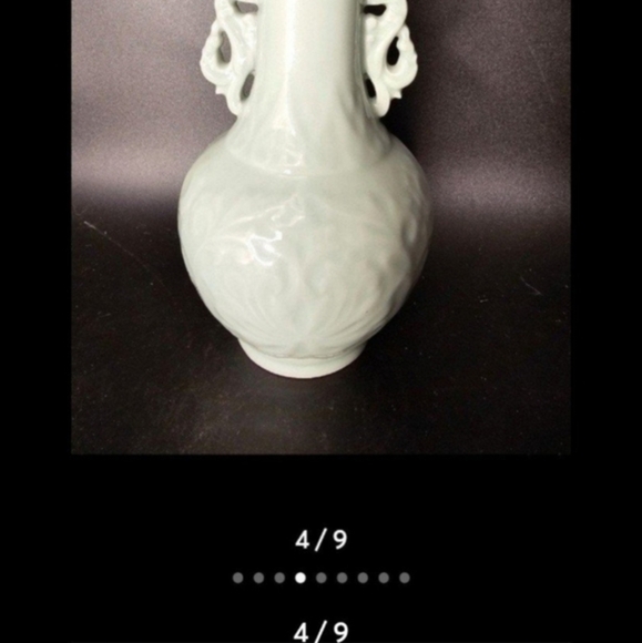 Vintage celadon vase with foo‎ dog handles - Picture 4 of 9